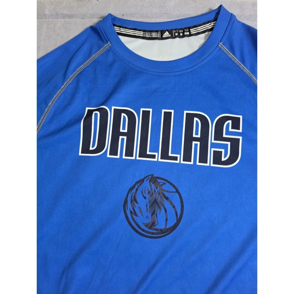Mens Blue SZ M Dallas Mavericks Adidas Climalite Shirt